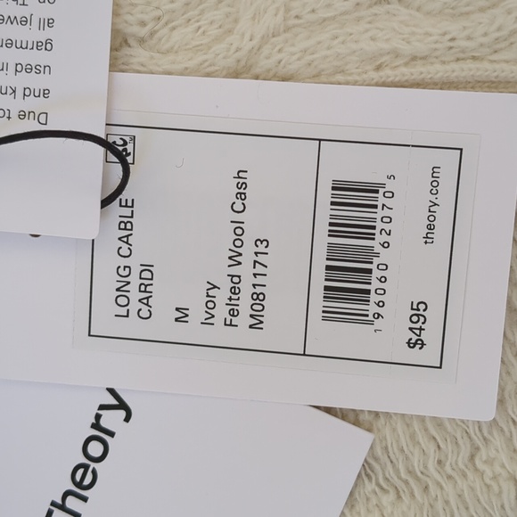 Theory NWT Long Cable Knit Oversized Cardigan Ivory Size Medium - Picture 9 of 11